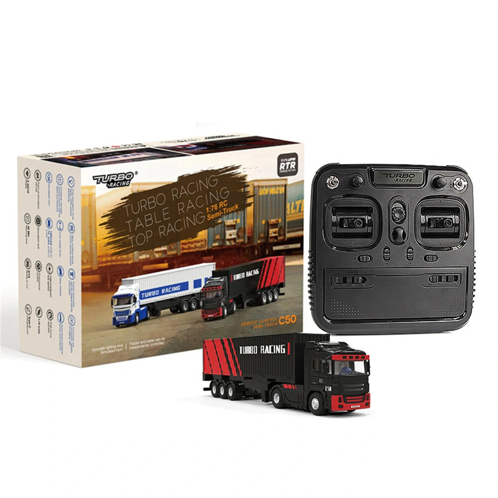 Turbo Racing C50 RC Car 1/76 Scale 4WD Semi Truck Tractor Trailer RTR